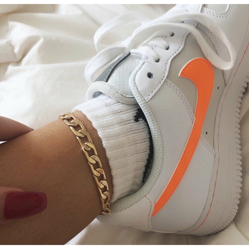Figaro anklet , gold anklet , women 18k gold plated anklet, anklet , figaro ankl - Picture 7 of 10